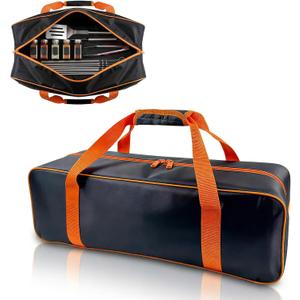 Grill Tool Storage Bag, 24" x 8" x 8" Large Capacity BBQ Accessory Storage, Heavy-Duty Utensil Grill Accessories Organizer Case Storage Compatible with Blackstone.Black (No Accessories)