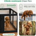 FXW AuraSpace Clear Acrylic Indoor Dog Playpen, 24" H, 12 Panels, Black