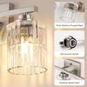 TALOYA 19 Inch Bathroom Light Fixtures, Modern 3-Light Brushed Nickel Vanity Lights with Wide Vertical Ribbed Thickened Glass Shade Wall Sconces for Mirror Makeup Room Hallway Bulbs Not Included