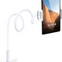 Lamicall Gooseneck Tablet Mount Holder for Bed Flexible Tablet Arm Clamp for Bed Compatible with Pad Pro 10.5, Air 9.7, Mini 7.9, Galaxy Tabs, Switch, More 4.7-11" Device - White