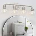 Bathroom Light Fixtures Brushed Nickel Vanity Light Silver 4 Light Modern Wall Sconces Lighting Bathroom Lights with Globe Glass Shade Bath Wall Lights for Mirror Kitchen Living Room Hallway 27 Inch