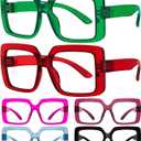 Eyekepper 6 Pack Huge Oversized Reading Glasses Women, Metalless Blue Light Blocking Computer Readers Screwless Spring Hinges
