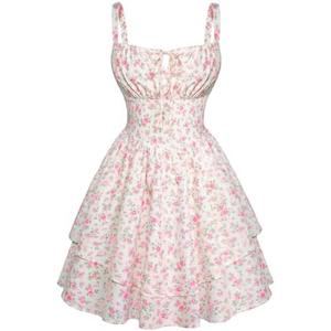 Scarlet Darkness Floral Corset Dress for Women Ruffle Mini Dress Summer Sundress XXL