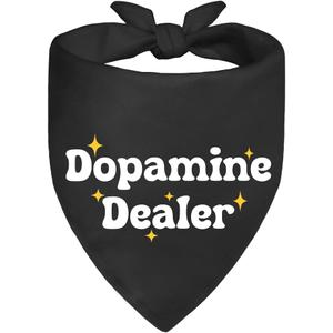 Dopamine Dealer Black Dog Bandana, Cute Dogs Adjustable Triangle Scarf Decoration, Funny Photo Prop Accessories for Outdoor Yard Play with Pets, Birthday Gifts for Pet Owner Puppy Dad Mom