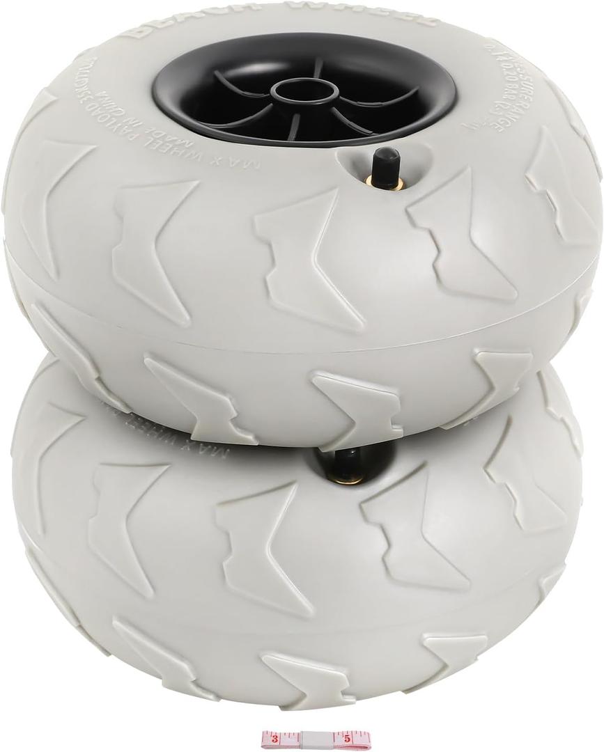 9" Balloon Wheels Beach Cart Tires, 2PCS Replacement Big Beach Sand Tires, Grey Rolling Walker Sand Wagon Beach Cart for Kayak Dolly, Canoe Dolly, Beach Carts, Wagon (88lbs)