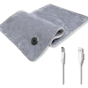 Portable USB Heating Pad for Back, Shoulder, and Neck Pain Relief, Car Travel Heating pad, Peroid Cramps Electric Outdoor Heating Pad 12''x24'' (Gray)