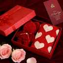 Valentine's Day Gift Set for Her Galentine's Day Hand Towels Absorbent Heart Jacquard Decorative Towels for Bathroom Kitchen Washing Face Home Love Heart Hand Towel Set (Hand Towel Gift Set)