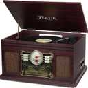 FEKTIK Bluetooth Record Player 10 in 1, 3-Speed Belt-Drive Turntable with Speakers, Bluetooth Input & Output, CD, Cassette, FM Radio, Wireless Streaming