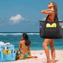 ZUXNZUX Mesh Beach Bag - Large Waterproof Beach Tote Bag with Zipper, Oversized Foldable Lightweight Family Swim Bag Vacation (Blue)