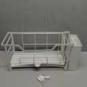 Narrow Dish Drying Rack for Kitchen Counter Auto Drain Iron Dish Drainer with Removable Cutlery Basket, White