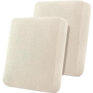 Flamingo P Large Couch Cushion Covers 2 Piece Set Sofa Seat Slipcovers for Deep Oversized Cushions with Elastic Bottom Furniture Protector for Pets & Kids, 2 Seat XL Cushion Cover, Cream