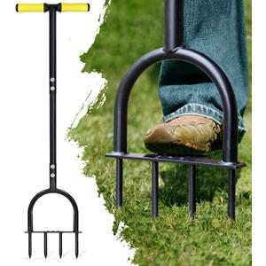 Colwelt Lawn Aerator Tool 38inch, Heavy Duty Grass Spike Aerator for Compacted Soil Aeration, Manual Lawn Air Aerators Tool with,Wide Foot Plate, Rugged Steel Spikes 3.5 in Length, 2/5 in Dia.