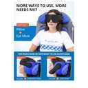 SARISUN Airplane Pillow Combo with Chin Strap, Travel Pillows for Airplanes with Sleep Eye Mask, Plane Pillow for Long Flights, Car Road Trip, 360° Headrest, Stop Bobblehead, Black