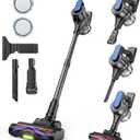 Cordless Stick Vacuum Cleaner  3-in-1 Brush Roll for Hard Floors and Carpets, 55 Min Runtime Rechargeable Lightweight Vacuum with Green LED Headlight for Pet Hair and Dust Cleaning (Navy Blue)