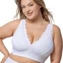 Kudreshov Lingerie Freya Cotton Stretch Lace Women's Bra – Non-Padded, No Underwire, White, Plus Sizes B-DDD, XXL 42C