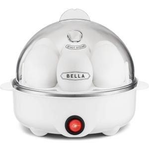 BELLA Rapid Electric Egg Cooker and Omelet Maker with Auto Shut Off, for Easy to Peel, Poached Eggs, Scrambled Eggs, Soft, Medium and Hard Boiled Eggs, 7 Egg Capacity Tray, Single Tier, White