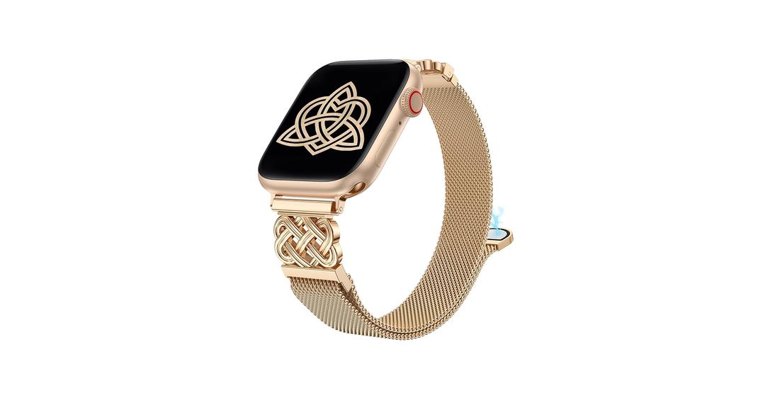 Celtic Knot Metal Band Compatible with Apple Watch Bands for Women 38/40/41/42/44/45/46/49mm Stainless Steel Magnetic Loop Mesh Strap for iWatch SE Series 11/10/9/8/7/6/5/4/3/2/1/Ultra(1/2)