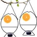 Prsildan 2 Pcs Oriole Bird Feeders, Outdoor Bird Feeder with Orange Fruit Holder and Grape Jelly Grass, Outside Hanging Feeders for Baltimore Oriole Garden Yard