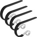 4 x Christmas Stocking Hooks,Non Slip Vinyl Coated Stocking Holder for Mantle Set of 4 Pack, Black Metal Stocking Hanger with Rubber Coated Stocking Hooks for Christmas Party Decorations