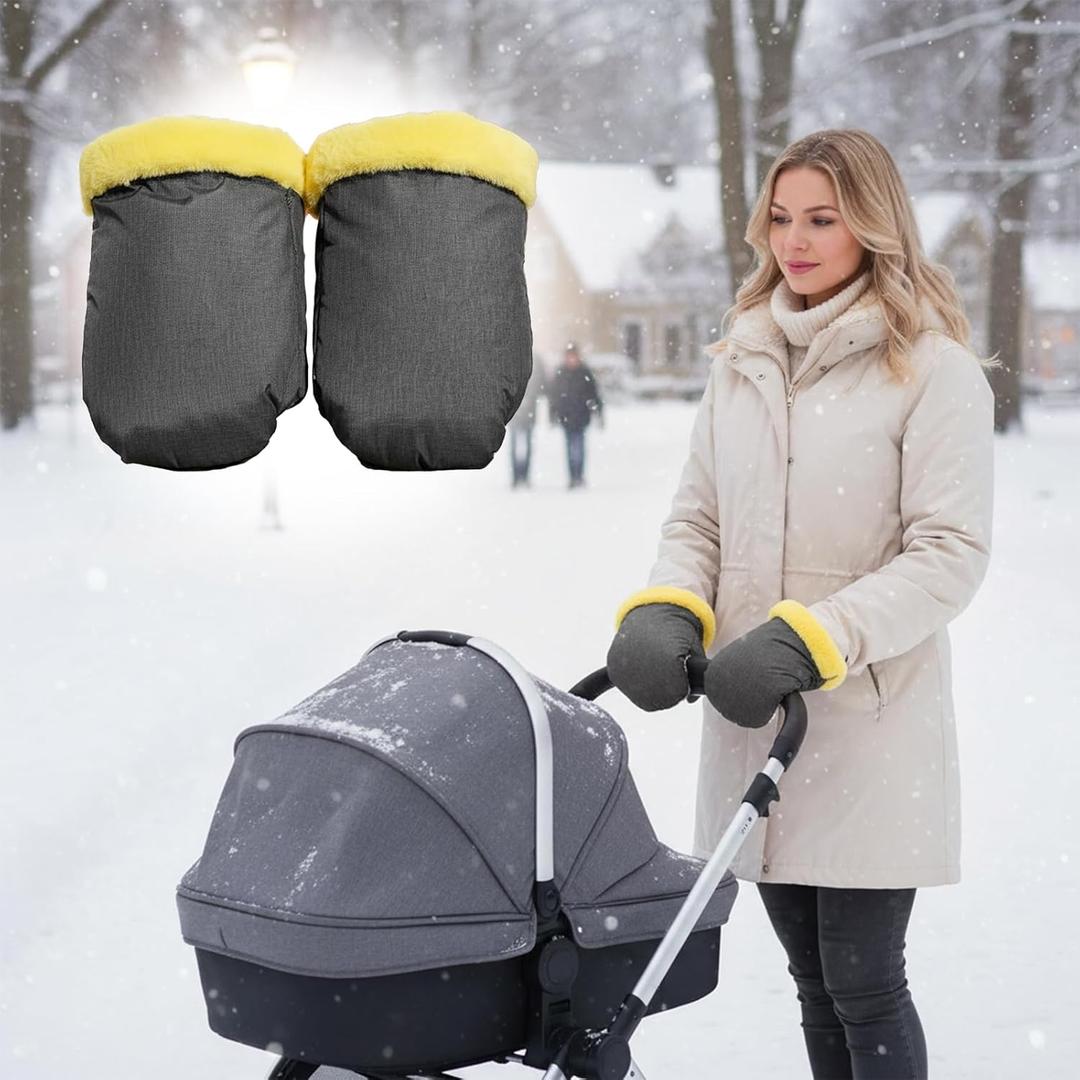 Stroller Hand Muff Pram Hand Warmer for Winter Windproof Cold Weather Hand Gloves Zip Universal Size Anti-Freeze Extra Thick Warm Baby Stroller Gloves