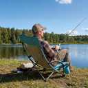 VEVOR Folding Beach Chair, High Back Camping Chairs for Adults, with Cup Pocket, Mesh Back, Carry Bag, Portable Extra Wide Seat Chair 330 lbs Heavy Duty Support, for Outdoor, Camp, Light Blue, 1 Pack