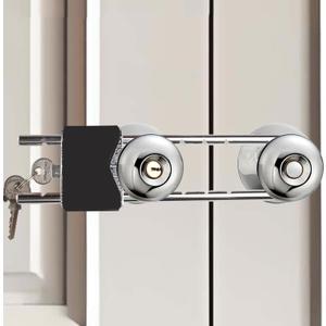 French Door Lock for Double Doors, Adjustable Double Door Lock for Home Security Prevent Kick Ins for Various Knob Width Door Security