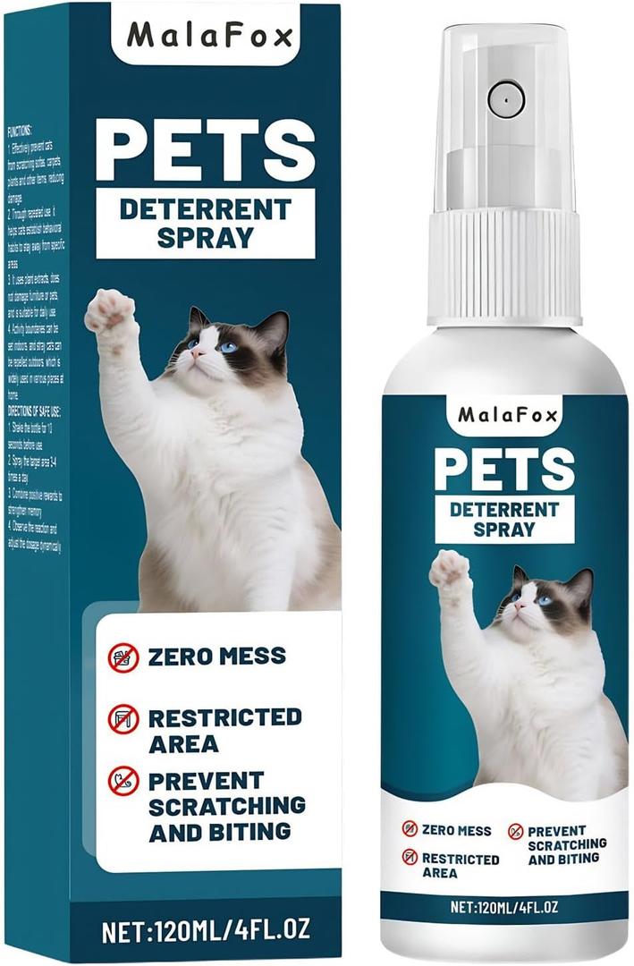 O Cat Deterrent Spray for Indoor & Outdoor Use  Natural No-Alcohol Cat Repellent to Prevent Scratching on Furniture, Sofas, Rugs, Curtains & Plants  Safe Training Spray for Cats & Kittens. (Blue)