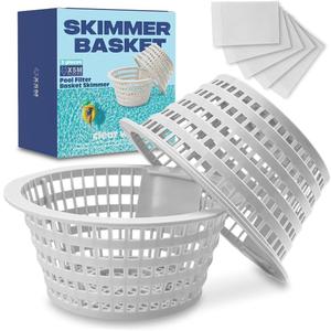 2-Pack Pool Skimmer Basket Replacement for Swimline Hydrotools 8928 & Olympic ACM88 Heavy Duty Strainer with 5 Filter Socks Fits Above Ground Pools (Top 6.18", Bottom 4.15"Height 2.78")