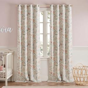 jinchan Nursery Curtains 95% Blackout Pink Floral Curtains for Girls Room, 96 Inch Length Farmhouse Drapes for Bedroom Living Room Darkening Window Treatment Grommet Top Set of 2 Panels