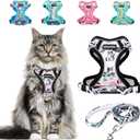 Halypet Cat Harness and Leash Set[MAX Safety 4th-Gen] Cute Escape Proof Vest Harness for Girl&Boy Cat Walking, Comfortable Adjustable Leash and Reflective Strips for Outdoor Kitten, M Inky Meowy (Medium (13-18lb))