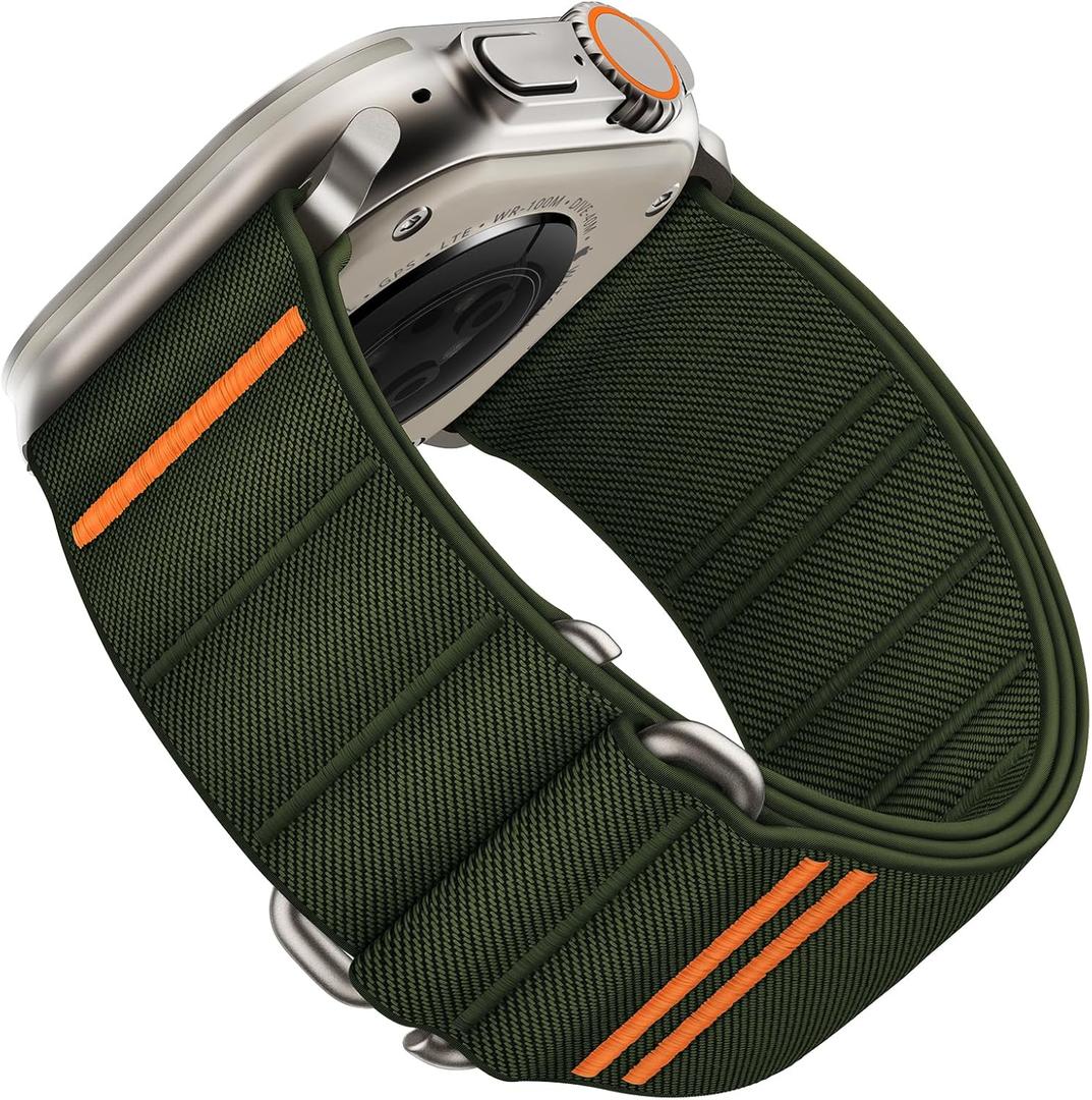 Suitisbest Sport Bands Compatible with Apple Watch Ultra Band 49mm 46mm 45mm 44mm 42mm 38mm 40mm 41mm, Stretchy Nylon Sport Loop Strap for iWatch Series 11 10 9 8 7 6 5 4 3 2 1, SE 3 2 1, Ultra 3 2 1 (Army Green)