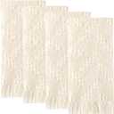 4 Pack Boho Bathroom Hand Towel 14 x 30 Inch 100% Turkish Cotton Decorative Boho Kitchen Hand Towel Farmhouse Bathroom Decor Set Absorbent Soft Guest Tea Gift (Cream White)