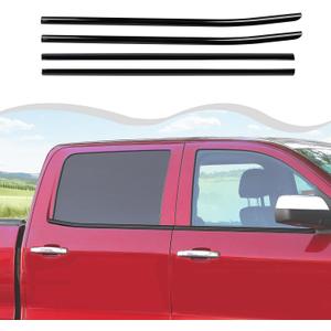 Polished Stainless Steel Chrome Window Sill Trims Compatible with 2014-2018 Chevy Silverado & for GMC Sierra Black Outer Window Sills Trims Accessories Exterior 4ps