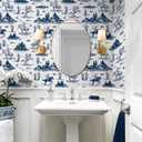 Livelynine 17.5x276 Western Cowboy Peel and Stick Wallpaper Vintage Country Farmhouse Dark Blue and White Wall Paper for Bathroom Bedroom Wild West Cottage Core Cowgirl Mural Removable Contact Paper