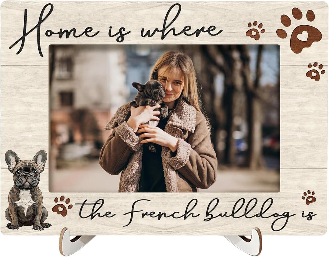Nrleey French Bulldog Picture Frame 4x6 - French Bulldog gifts, Frenchie Gifts for Women, Dog Picture Frame