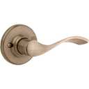 Kwikset Balboa Dummy Door Handle, Single Sided Lever for Closets, French Double Doors, and Pantry, Antique Brass Non-Turning Left Handed Interior Push/Pull Lever, with Microban Protection