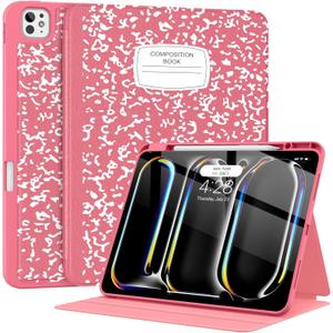 Supveco Case for iPad Pro 13 Inch (M5/M4) 2025/2024 with Pencil Holder-[Apple Pencil Charging+Auto Wake/Sleep],Premium Folio Stand Case with Slim Soft TPU Back Cover for iPad Pro 13 Inch-Watermelon