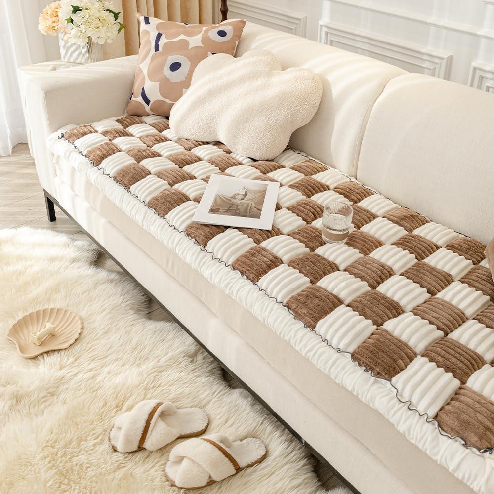 Couch Cover for Dogs Washable, Sofa Cover Protector, Couch Covers for 3 Cushion Couch Sofa Pet Friendly, Soft, Non Slip (27.6 x 70.9 Inch, Dark Brown)