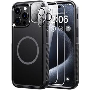 Diverbox for iPhone 15 pro case - [Compatible with MagSafe] [with Screen Protector ] [Shockproof] [Dropproof] Heavy Duty Protection Phone Case for iPhone 15 pro (Black)
