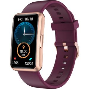 HUAKUA Fitness Tracker No Bluetooth No APP No Phone Needed, Fitness Watch for Men Women Parents IP68 Waterproof with Full Touch Screen Steps Calories Counter Sleep Tracker Alarm Clocks (Purple)