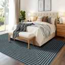 Latte&Fog 8x10 Area Rugs for Living Room, Large Modern Abstract Washable Rug, Boho Non Slip Low Pile Carpet for Indoor Bedroom Dining Room, Office, Dorm, Classroom, Farmhouse and Kids Room - Prussian Blue