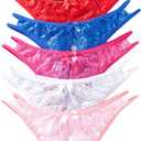 Justgoo Womens Lace G-String Thongs Panties Underwear Low Rise T-Back Underpants Pack of 1-5