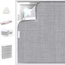 100% Blackout Linen Curtains for Bedroom 59x118Inch, Temporary No Drill Cuttable Magnetic Black Out Window Cover, Removable Window Shades and Blackout Blinds for Bedroom, Nursery, RV