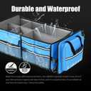 LIBZAKI Oversize 4 in 1 Car Trunk Storage Organizer, Multi Compartment Collapsible Trunk Storage Box with Cooler Bag for Car Truck SUV-Light Blue