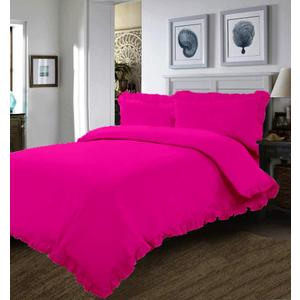 Duvet Cover - Frilled Duvet Cover with Ruffle Edge Corners - Hot Pink, Full/Queen - 100% Cotton 800 Thread Count - Comforter/Duvet Protective Cover - 1 Piece Frilled Duvet Cover