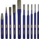 IRWIN Chisel Set, Chisel and Punch, 12-Pack with Various Sizes, Tempered for Durability, Great for Woodworking (IRHT82529)