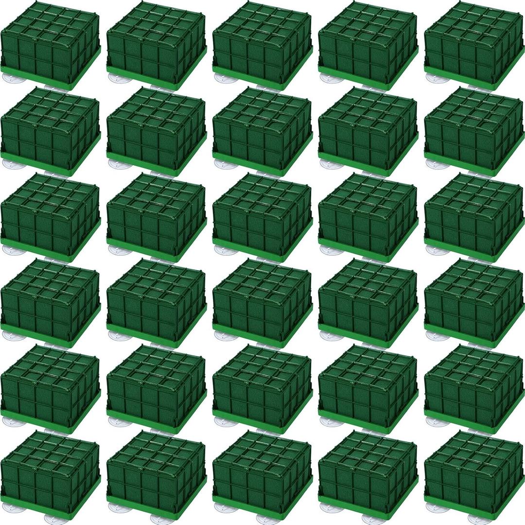 Boao 16 Pieces Floral Foam Cage Rectangle Flower Cage Holders with Floral Foam Flower Arrangement Supplies for Fresh Flowers Wedding Decorations 4.3 x 4.3 x 3.5 Inch