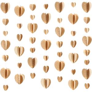 5 Pack 46 ft 3D Vintage Heart Garland Vintage Book Pages Garland Heart Newspaper Bunting Strand String Banner Backdrop for Wedding Home Birthday Party Restaurant Library Book Club Decor