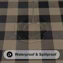 Smiry Rectangle Picnic Table Cloth, Elastic Waterproof Fitted Vinyl Tablecloths, Flannel Backed Buffalo Plaid Table Covers for Dining, Camping, Outdoor (Black and Khaki, 30" x 72")