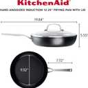 KitchenAid Hard Anodized Induction Nonstick Fry Pan/Skillet with Lid, 12.25 Inch, Matte Black